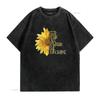 Mens Sunflower Half Quote Trendy Design T Shirt Black 3XL vintage Washed Versatile Casual Stretched streetwear Breathable Soft
