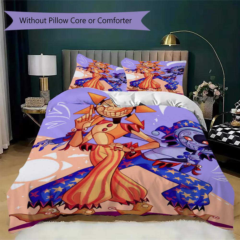 Sun & Moon Jester Anime Print Pattern Bedding,Quilt Set Quilt Cover Pillowcase Home Birthday Gift (1*duvet cover+2*pillowcase,without core)ZSJT0917374