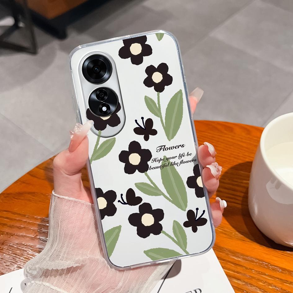 Чехол для OPPO Realme C63 C61 Reno12 Pro A60 A59, силиконовый чехол из мягкого ТПУ с популярным цветочным узором, противоударный бампер с защитой от падения, чехол для OPPO Capa