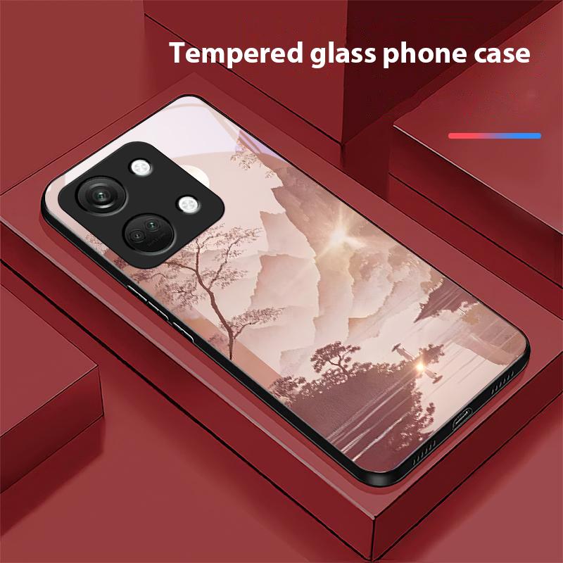 Красочный пейзаж для OnePlus Nord 3 5 6T 7 Pro 8 12 10T Reno8 Lite 5G 10R Nord N30 Чехол для телефона из закаленного стекла с твердой оболочкой Черный