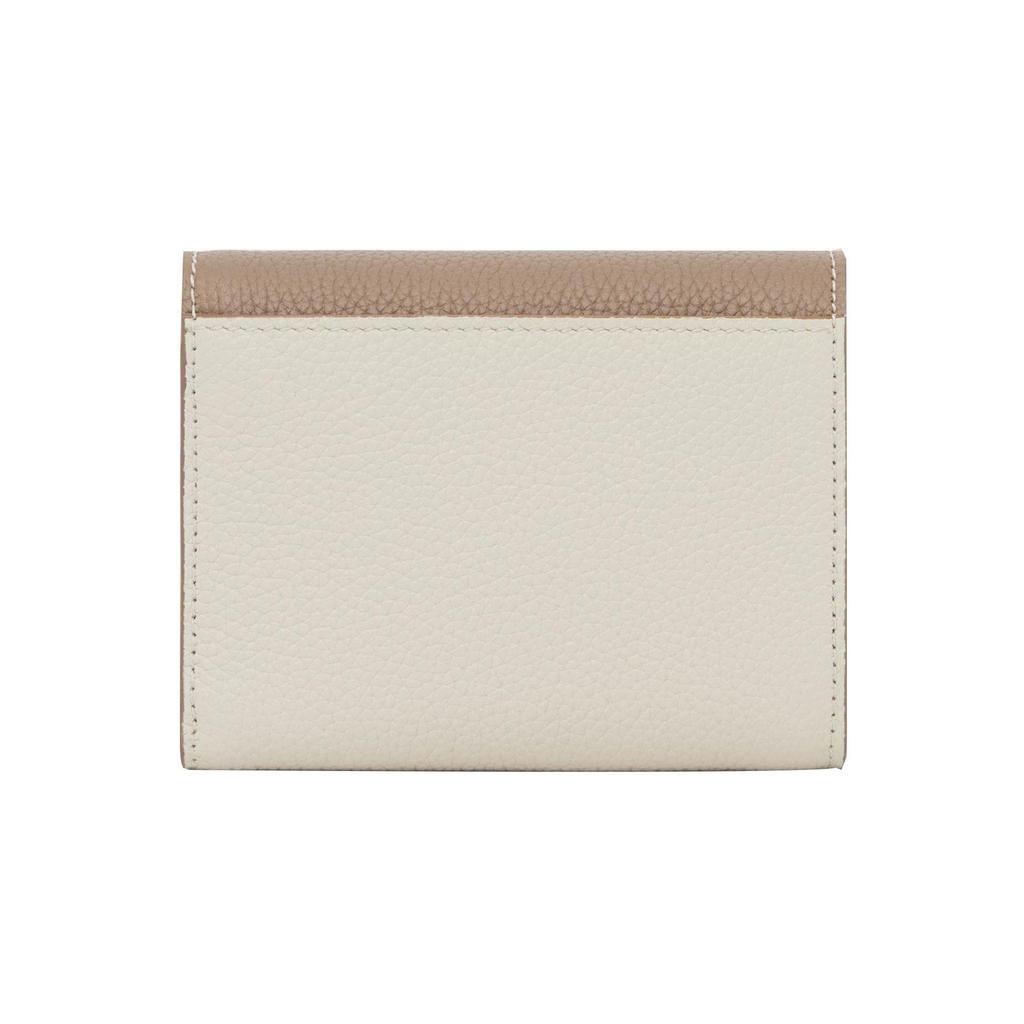 Burberry TB Monogram Leather Bifold Wallet Taupe Ivory Colorblock Daily Business Use 80596231