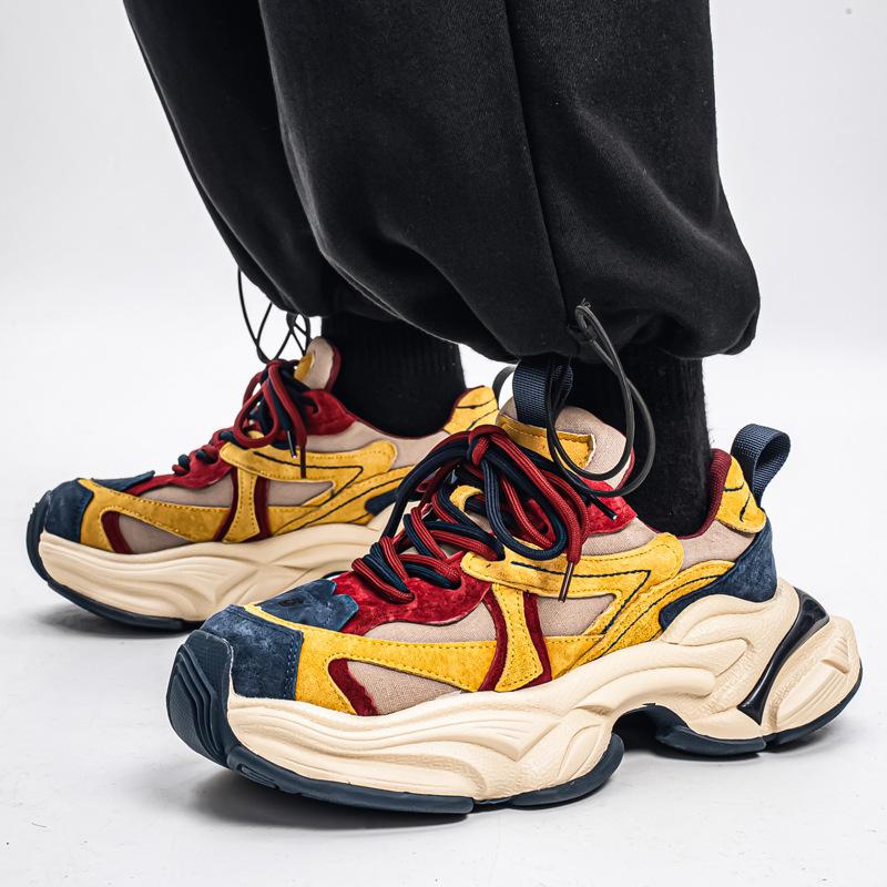 Men's Retro Platform Dad Shoes Autumn and Winter New Fashion Color Matching Sports Shoes Youth Casual Men's Shoes