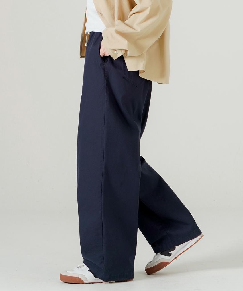 WV PROJECT Gabardine Cotton Elastic Waist Pants Navy Mjlp7786