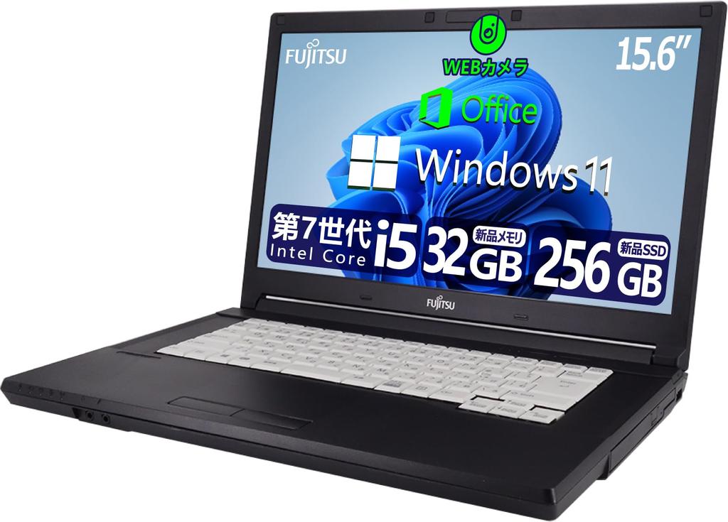 Fujitsu FMV Notebook PC Windows 11 MS Office 2019 Wireless WIFI USB 32GB 256GB [Refurbished] / 15.6-inch / / & / / 3.0 / Pre-configured (4) Memory /
