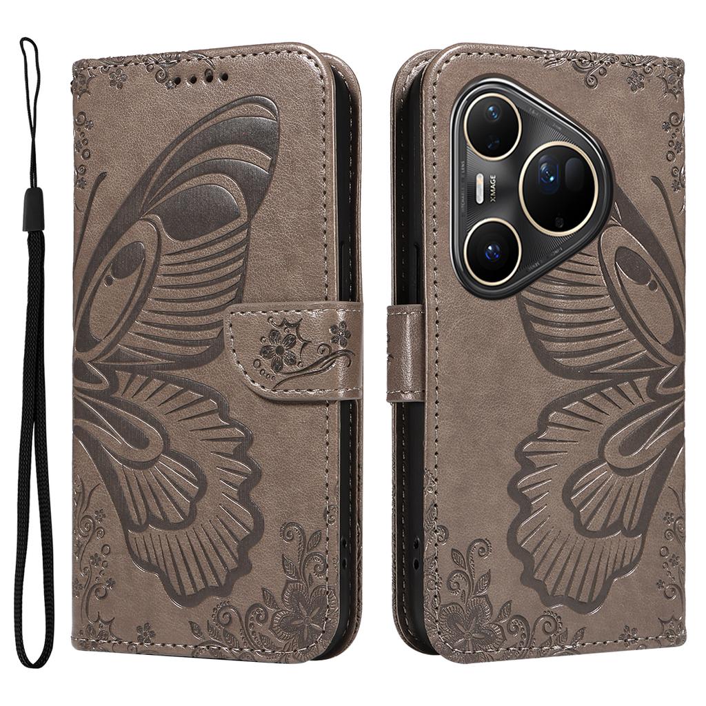For Huawei Pura 80 Ultra Case Butterfly Pattern PU Leather Folio Flip Phone Cover