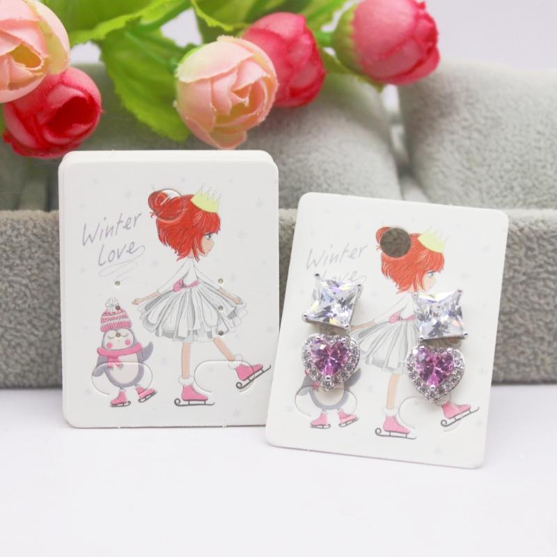 5x4 см Горячая распродажа Новый стиль комиксов Красота/Фото Девушка Черный/Белый/Крафтовская бумага Серия Серьги-гвоздики Набор Шаблон карты