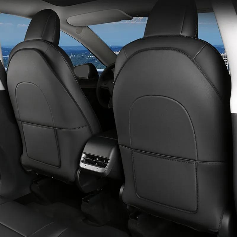 Для Tesla Model Y Model 3 Защитные коврики для спинки автомобильного сиденья Защитные детские противоударные коврики Кожаные аксессуары для салона