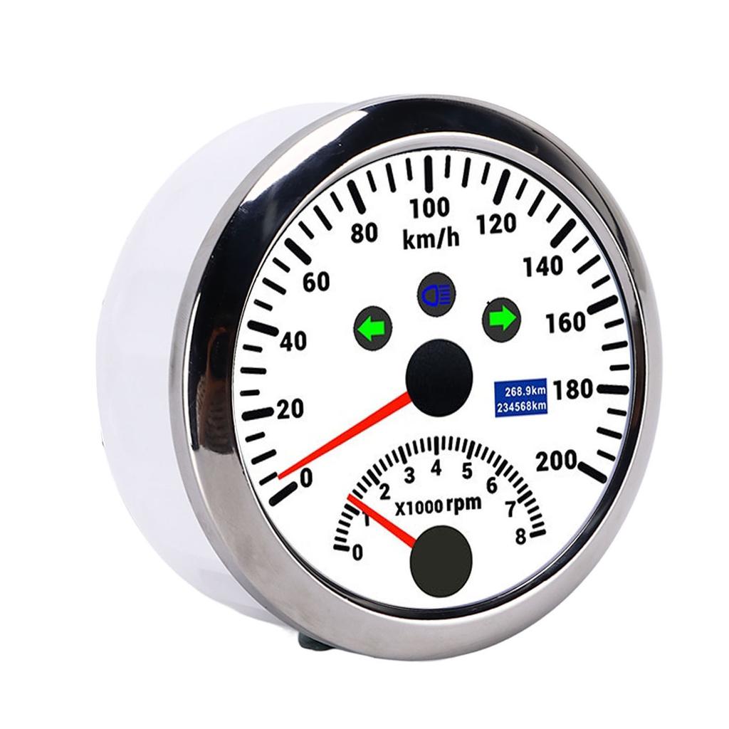 85mm 200km H GPS Speedometer 0‑8000rpm Tachometer Gauge LCD Red Backlight Waterproof for 12V 24V Car Boat Yacht RV