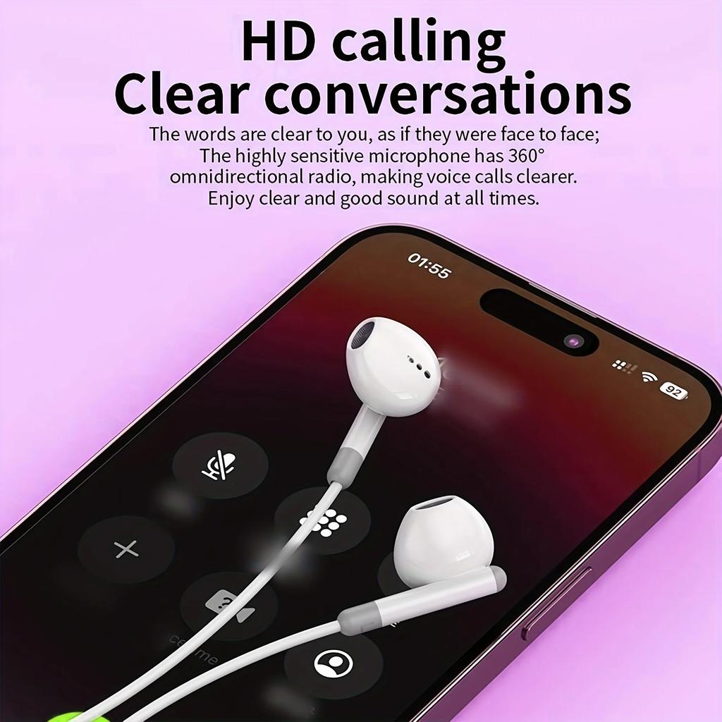 Наушники HIfi для Apple iPhone 15 Pro Max, наушники-вкладыши с микрофоном, проводные наушники для Samsung Huawei Xiaomi, наушники USB-C