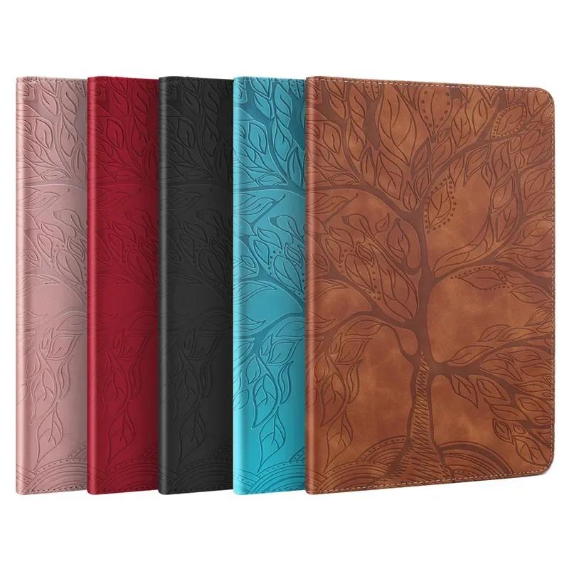 Чехол для Samsung Tab S9 FE Case 10,9 дюйма с тиснением в виде дерева, из ПУ-кожи, с откидной крышкой, для Funda Galaxy Tab S9 FE S8 S7 Case 11"