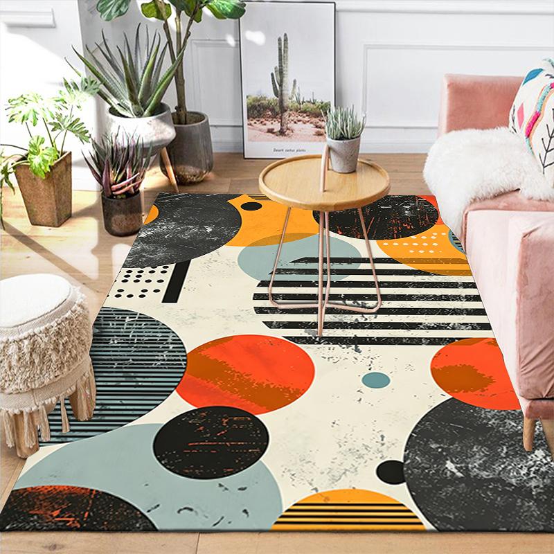 1Pc Abstract Geometric Shapes Rug, Office Carpet Indoor Outdoor Doormat, Non-Slip Soft, Living Room, Christmas Halloween Gift. M928270