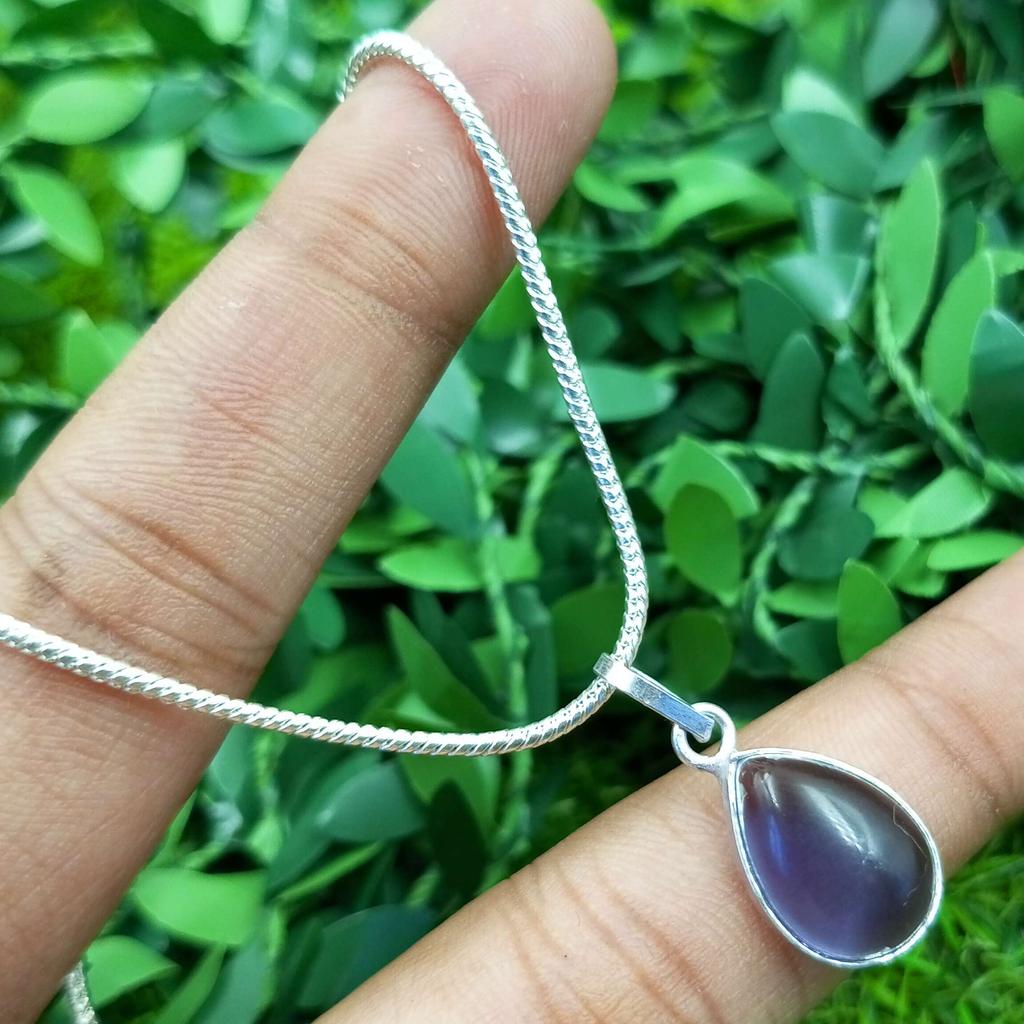 Amethyst Gemstone 925 Sterling Silver Plated Bezel Pear Pendant Jewelry NST-J2H2118