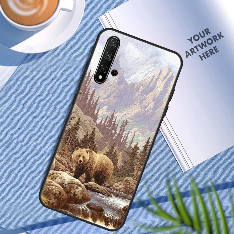Cartoon Grizzly Bear For Huawei Nova 12i 8i 7i 3i 11 9 10 SE Y60 Y61 Y70 Y72 Y73 Y90 Y91 P20 P30 Pro P40 Lite Case