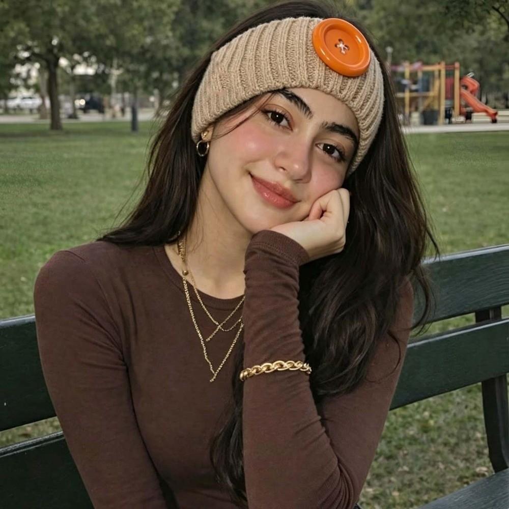 Elastic Button Hair Band Thickened Dopamine Hairband Knitted Turban Knit Headband Fashion Girls