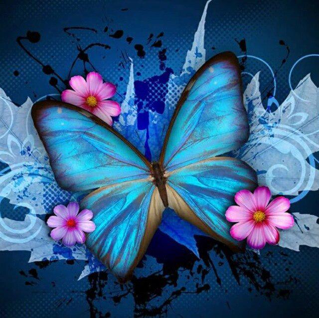 5D Алмазная вышивка Anmial Бабочка Вышивка крестом DIY Алмазная картина Алмазный пейзаж Стразы