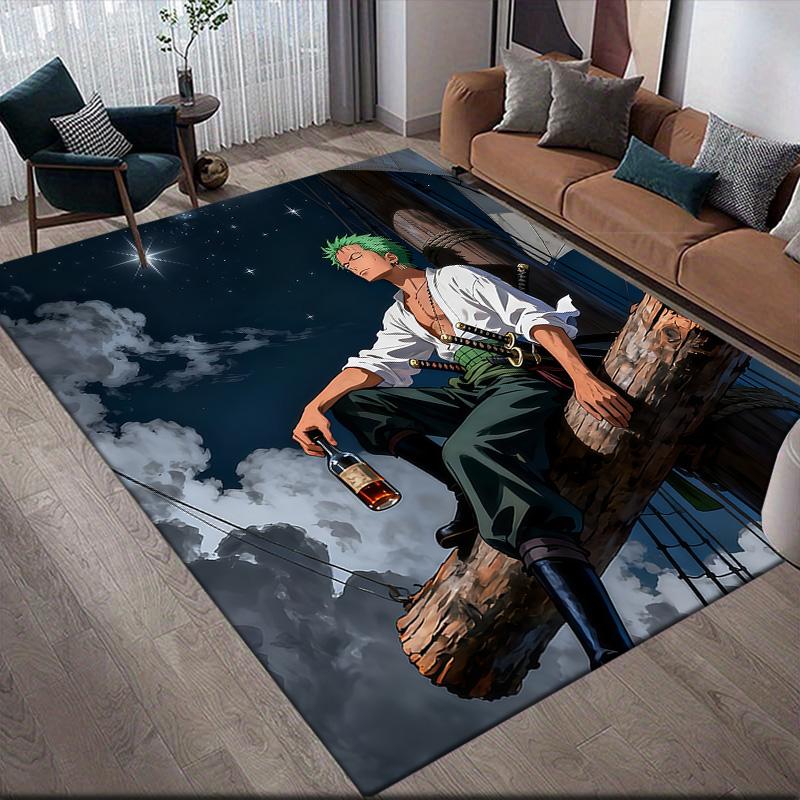 One Piece Zoro & Luffy Anti-Slip Rug, Rectangular Carpet for Bedroom, Game Room & Living Room