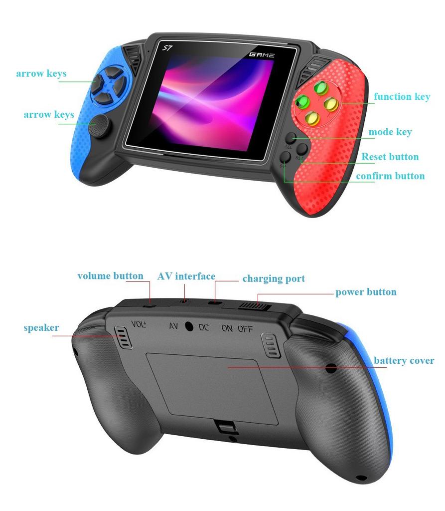 Ретро портативная игровая консоль S7, 3,5-дюймовый ЖК-экран, 620 игр, перезаряжаемая