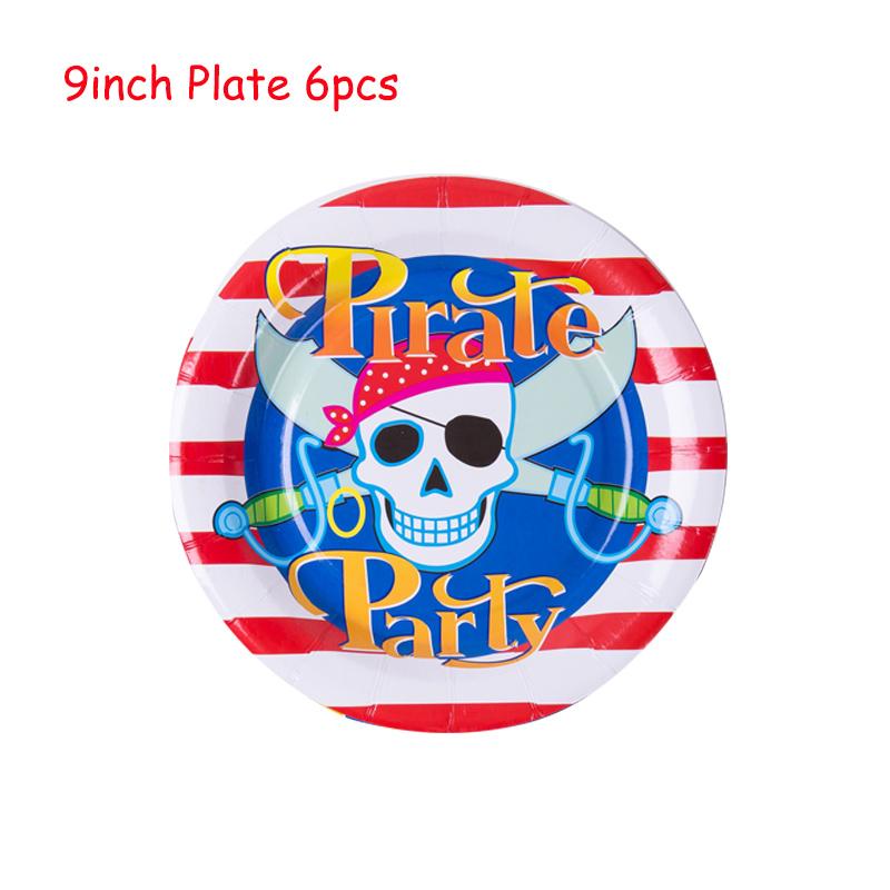 Пиратская тематика Мультяшные украшения Одноразовая посуда Бумажные тарелки Чашки Воздушные шары Детские сувениры День рождения День рождения Baby Shower Supplie
