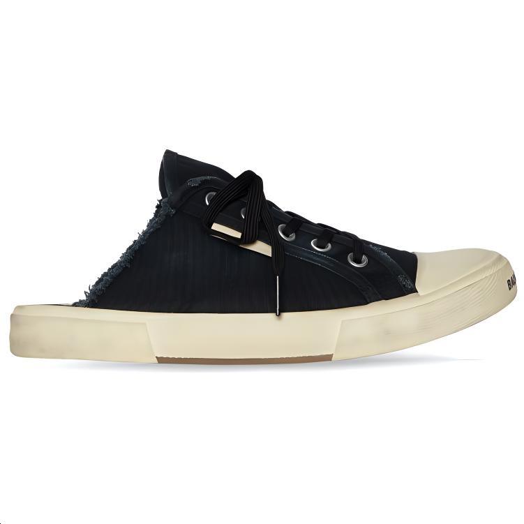 Balenciaga Paris Mules 'Black Destroyed Cotton and White Rubber' Men's 693953W3RC31090