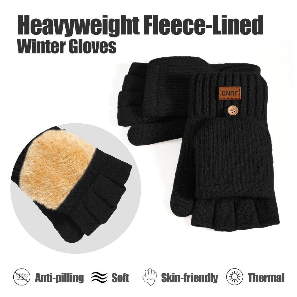 Вязаные перчатки без пальцев с откидным верхом, термоперчатки с половиной пальцев для женщин и мужчин