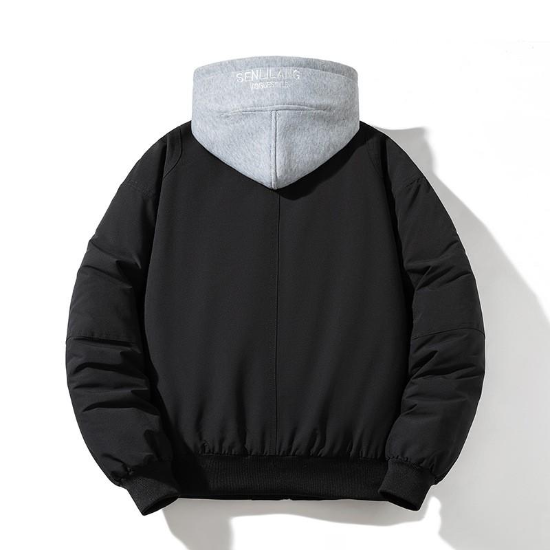 Mens Oversized Casual Winter Bomber Jacket Warm Thickened Cotton-Padded Outerwear Daily Wear