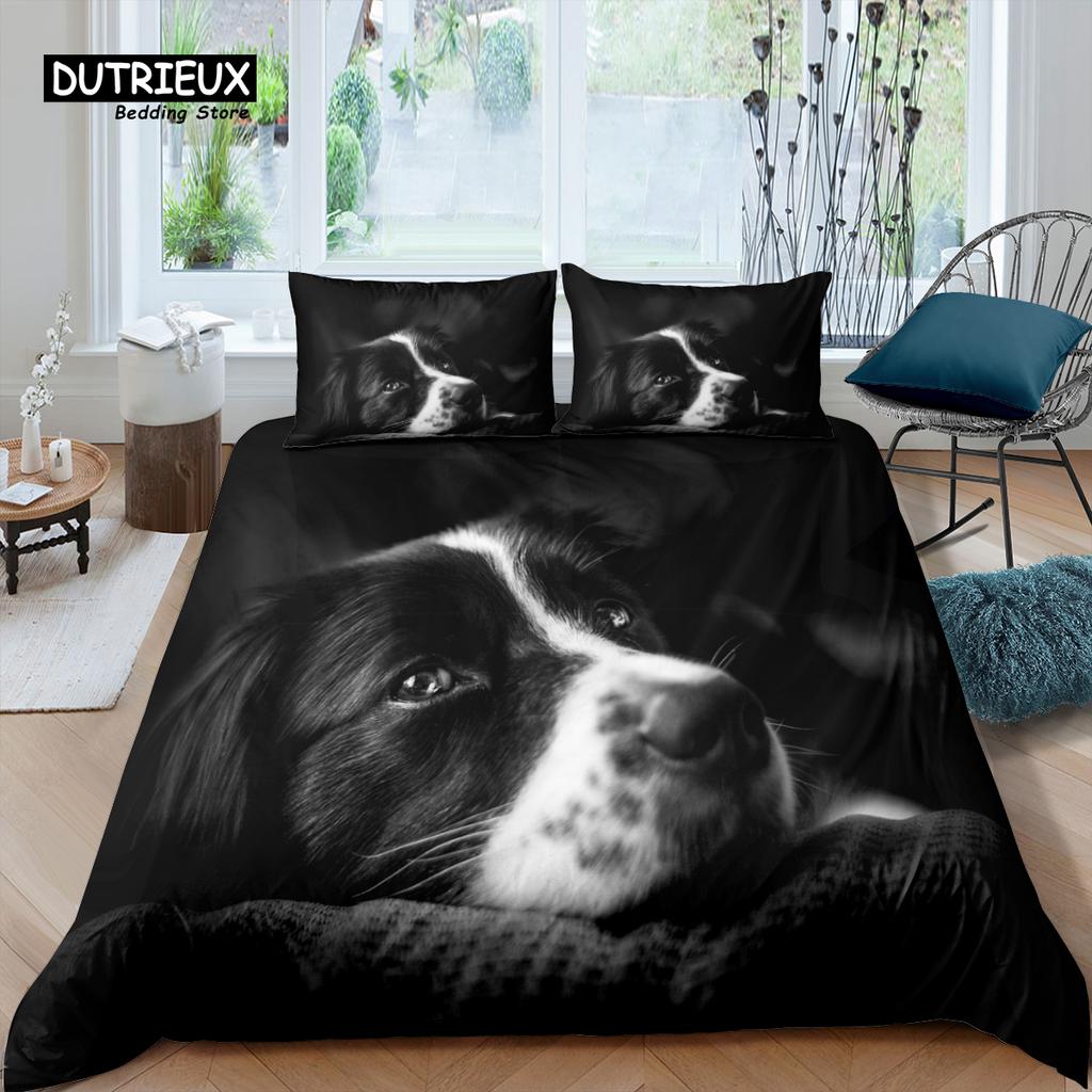 Home Living Luxury 3D Dog Bedding Set Comfortable Duvet Cover Set Kids Bedding Set Queen and King EU/US/AU/UK Size