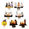 Halloween Night Light Spooky Ghost Campfire Pumpkin Boo Witch Black Cat Nightlight for Halloween Bedroom Living Room Decor