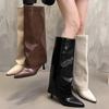 35-42 женские сапоги до колена осень-зима женские модные сексуальные тонкие белые кожаные высокие каблуки с острым носком длинные сапоги Botas de Mujer