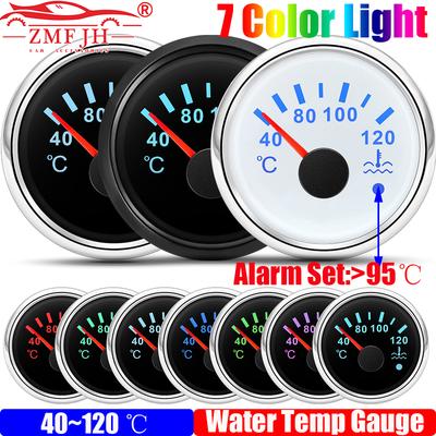 ZMFJH Автомобильный 7-цветная подсветка 2"52MM Датчик температуры воды с мигающим предупреждением 40-120℃ Индикатор температуры воды 9-32V