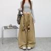 Uncle Radish Washed Cotton Wide-leg Pants Women's Autumn and Winter New Design Woven Belt Outdoor Sports Overalls