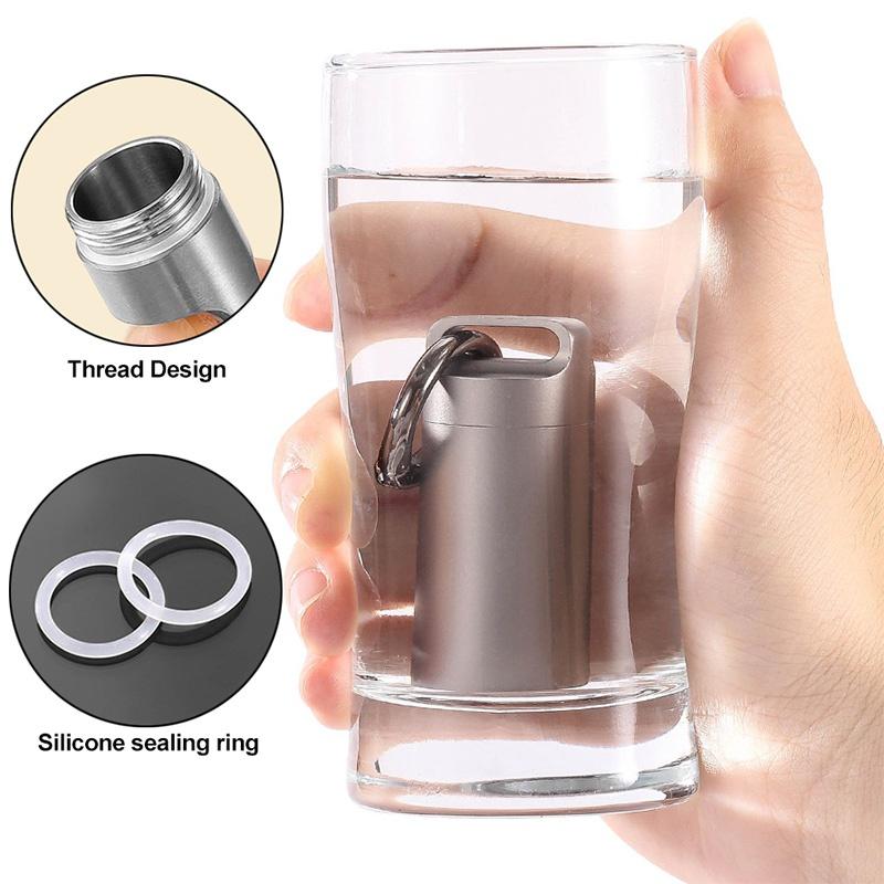 Titanium alloy Waterproof Pill Box Portable Travel Mini Sealed Can Pill Container Small Tool Parts Storage Bottle With Keychain 4