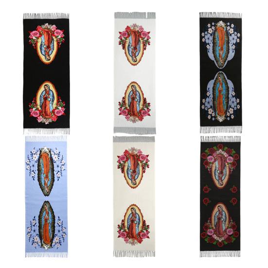 Шаль шарф Дева Мария Мягкий кашемир Теплая накидка Кисточки Зимний Легкий плед Универсальный религиозный аксессуар