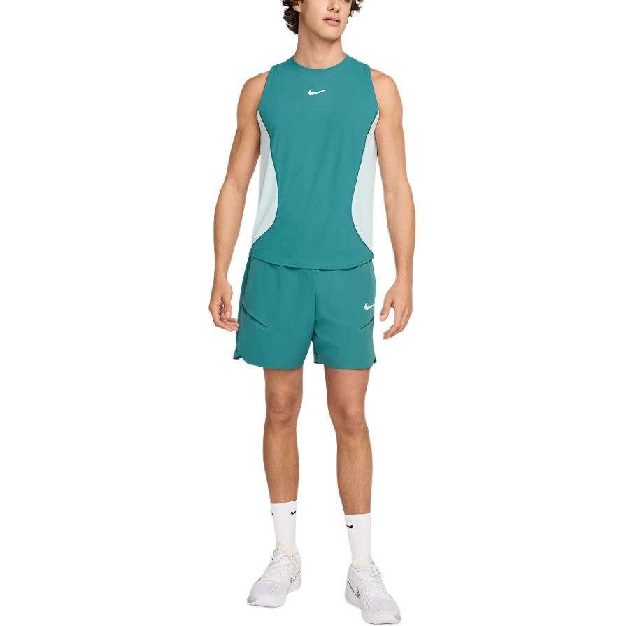 Nike Court Slam Dri-Fit Логотип Круглый вырез Удобный Повседневный Без рукавов Жилет Мужские Топы Минерально-синий Белый HQ6406-379