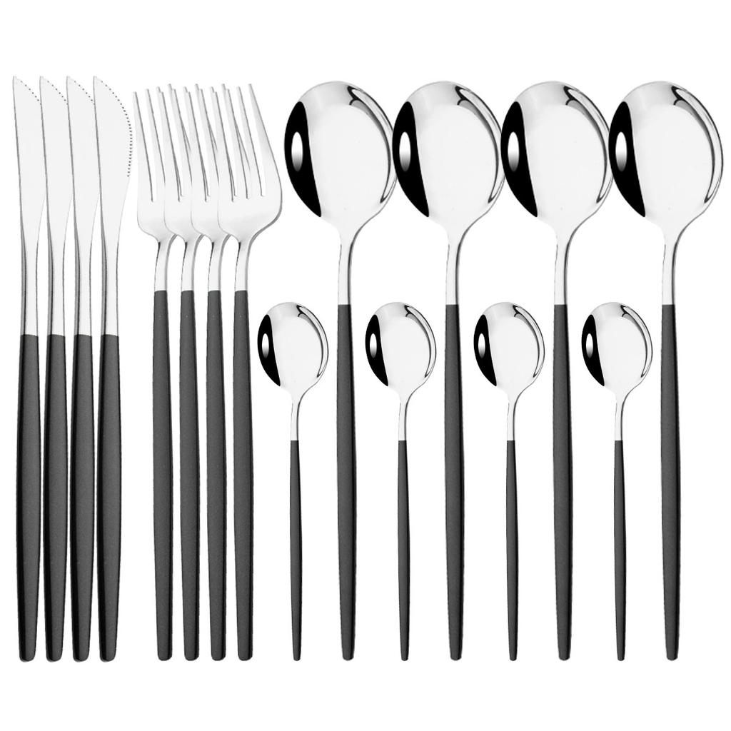 16pcs Pink Gold Dinnerware Tableware Set Mirror Stainless Steel Cutlery Kitchen Knife Fork Spoon Restaurant Wedding Flatware Set