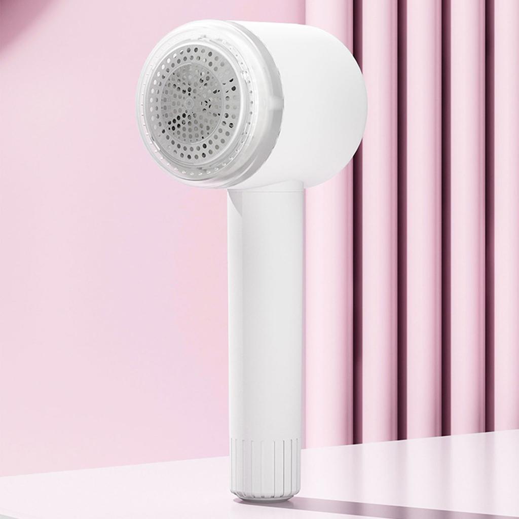 White 6 Blade Fabric Lint Shaver Remover with Lint Roller Rechargeable Clothing Hairball Trimmer