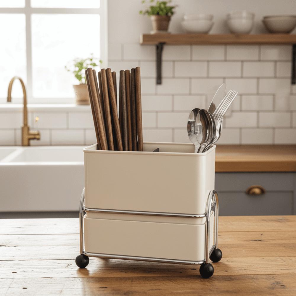 Multi-Functional Kitchen Chopsticks Tube Space Saving Dish Drainer  Countertop Storage