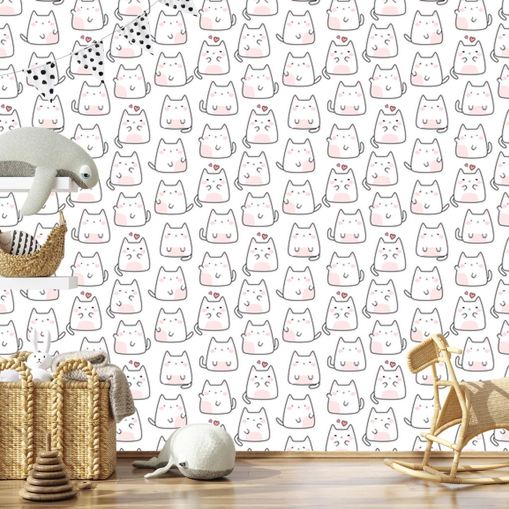 Wallpaper wall for colorful cats hearts for living room and bedroom 50x1000