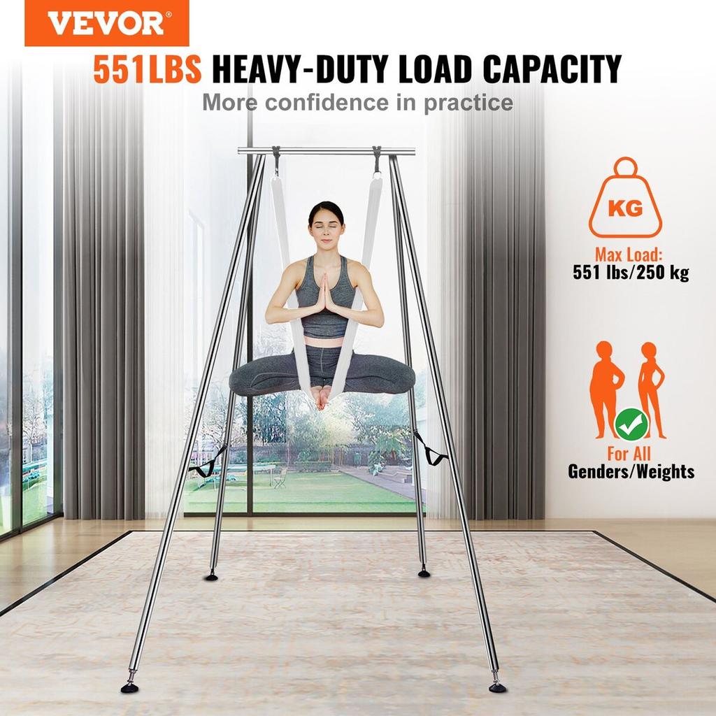 Aerial Yoga Frame & Yoga Hammock, 9.67 ft Height Professional Yoga Swing Stand Comes with 6.6 Yards Aerial Hammock, Max 551.15 lbs Load Capacity Yoga