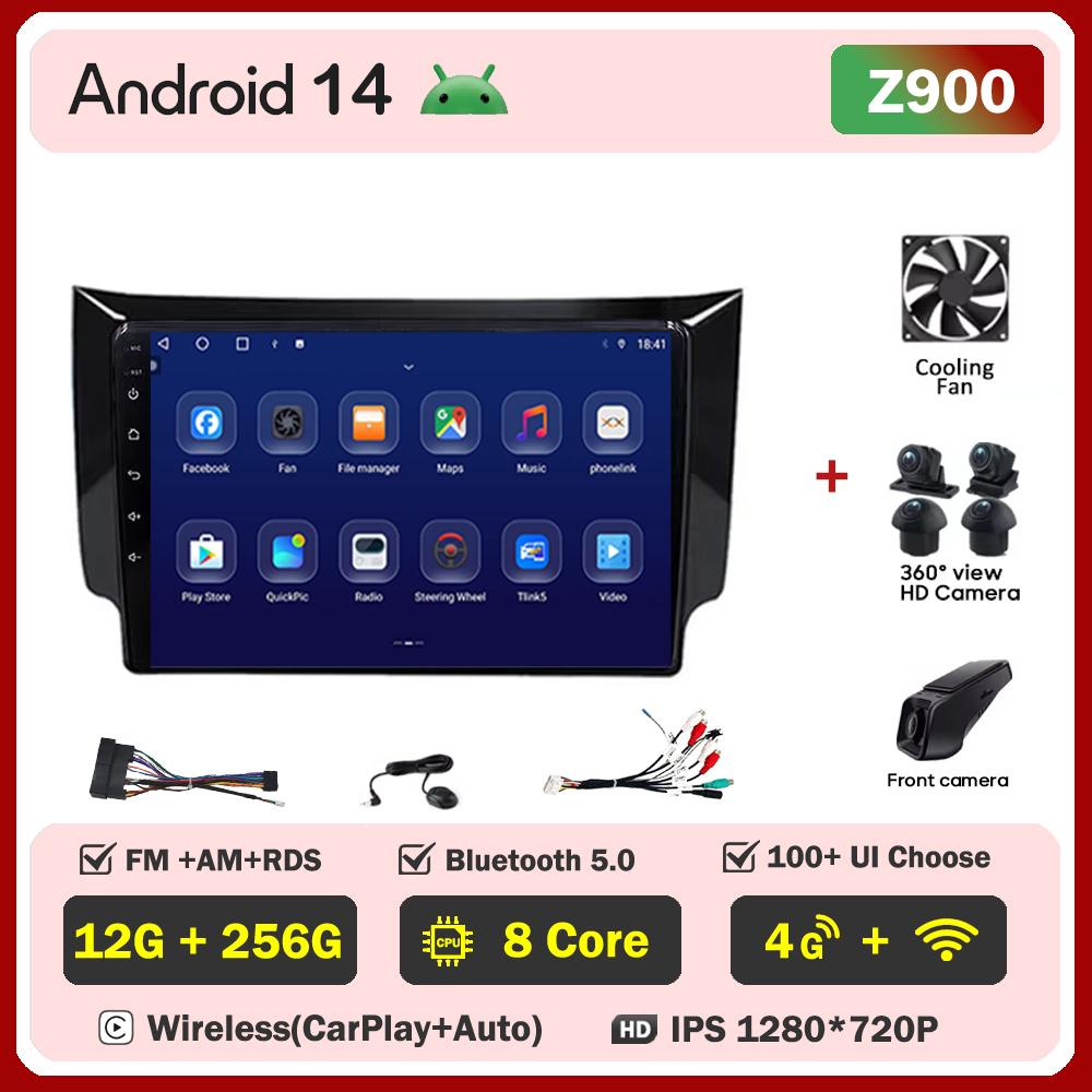 Автомобильное радио Android 14 для Nissan Sylphy B17 Sentra 12 2013-2018 2din Carplay Auto Screen Stereo Head Unit Autoradio 10 дюймов Wifi