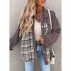 Denim Jacket, Long Sleeved, Checkered, Button Up, Shirt, Jacket Top