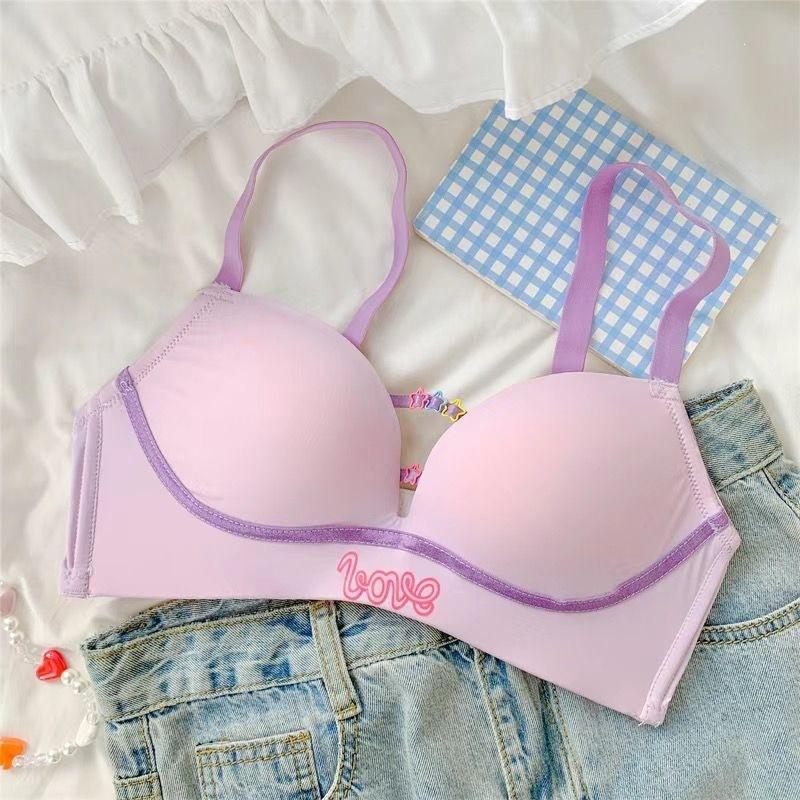 New Japanese dopamine thin underwear set, female sexy small breasts gathered, no steel ring, no trace, upper support bra cover