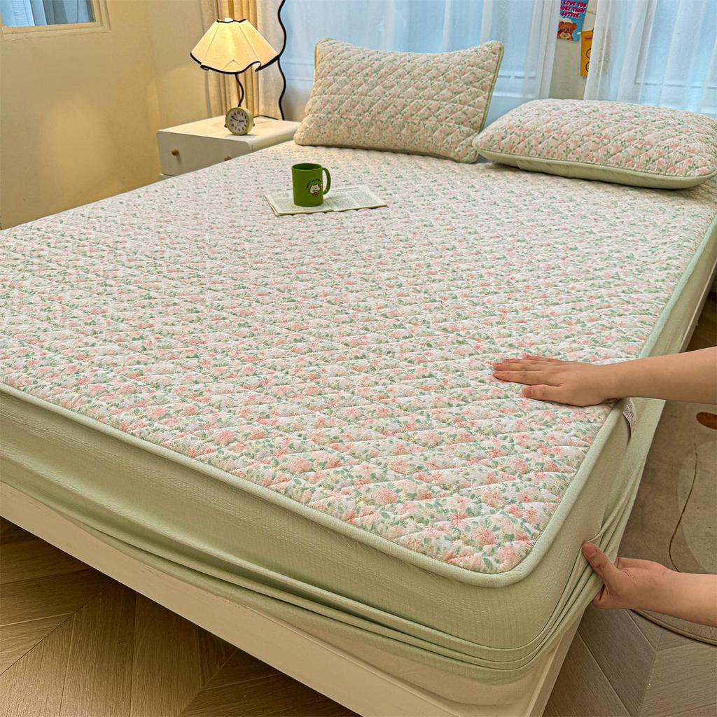 Ретро Стеганый Хлопковый Подогнанный Комплект Постельного Белья - 3 Предмета Издание 2025