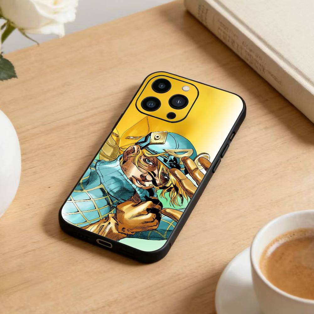 Чехол для телефона с аниме JoJo's Bizarre Adventure для iPhone 16, 15, 14, 13, 12, 17, Pro Max, Plus, силиконовый, черный