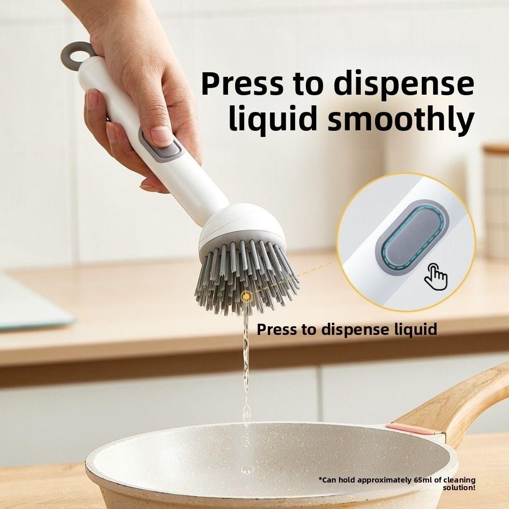 Press Out Liquid Refillable Liquid Washing Brush Dishwashing Brush Kitchen Pots Dishes Sink