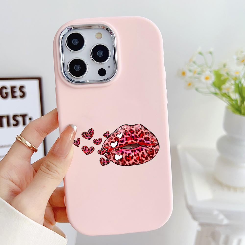 LZ21 Lips Kiss Design Art Soft Phone Case for Samsung S24 Ultra S23 Plus S21 A16 A54 A34 A05s A06 Infinix Hot 40 30i Lens Protection Shockproof Cover