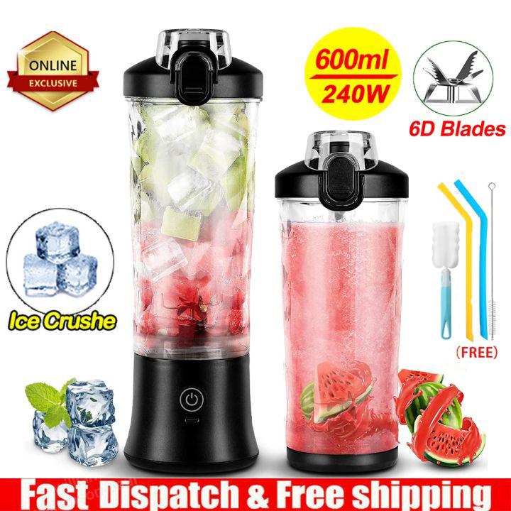 600ml Portable Blender 240W USB Rechargeable Electric Juicer with 6D Blades, BPA-Free, 4000mAh Lithium Battery, Quick Charge, Small Container for