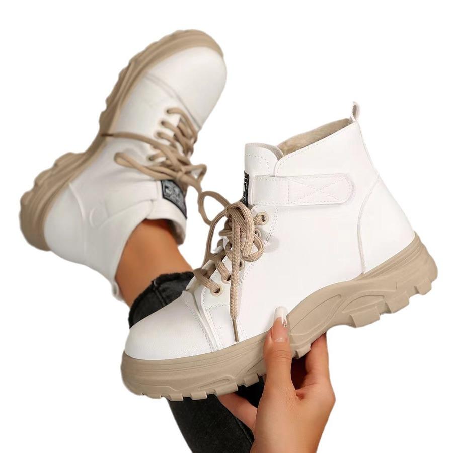 Женские ботинки Мартина больших размеров 2025 Осень/Зима Новое поступление Британский стиль Шнуровка Ботильоны Модная массивная подошва Короткие ботинки