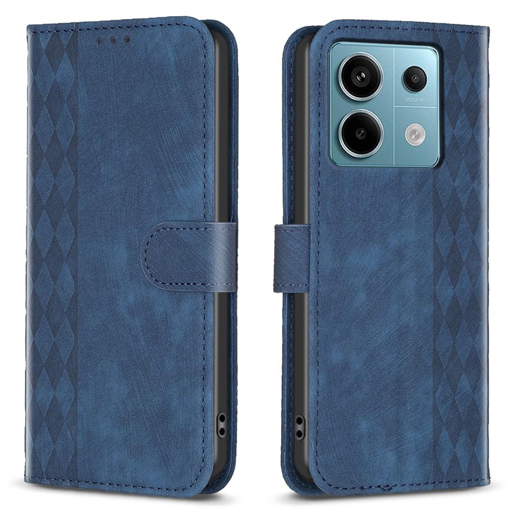 Для Xiaomi Redmi Note 13 Pro 4G/Poco M6 Pro 4G Кожаный Чехол-Книжка с ТПУ Внутренней Оболочкой Сетчатый Узор