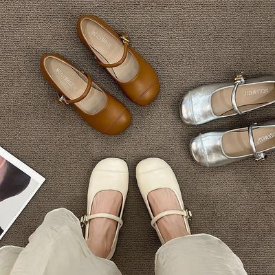 Туфли Мэри Джейн в стиле ретро с круглым носком и неглубоким носком, женские весенние и осенние туфли A Word с низким каблуком, одинарные туфли для бабушки