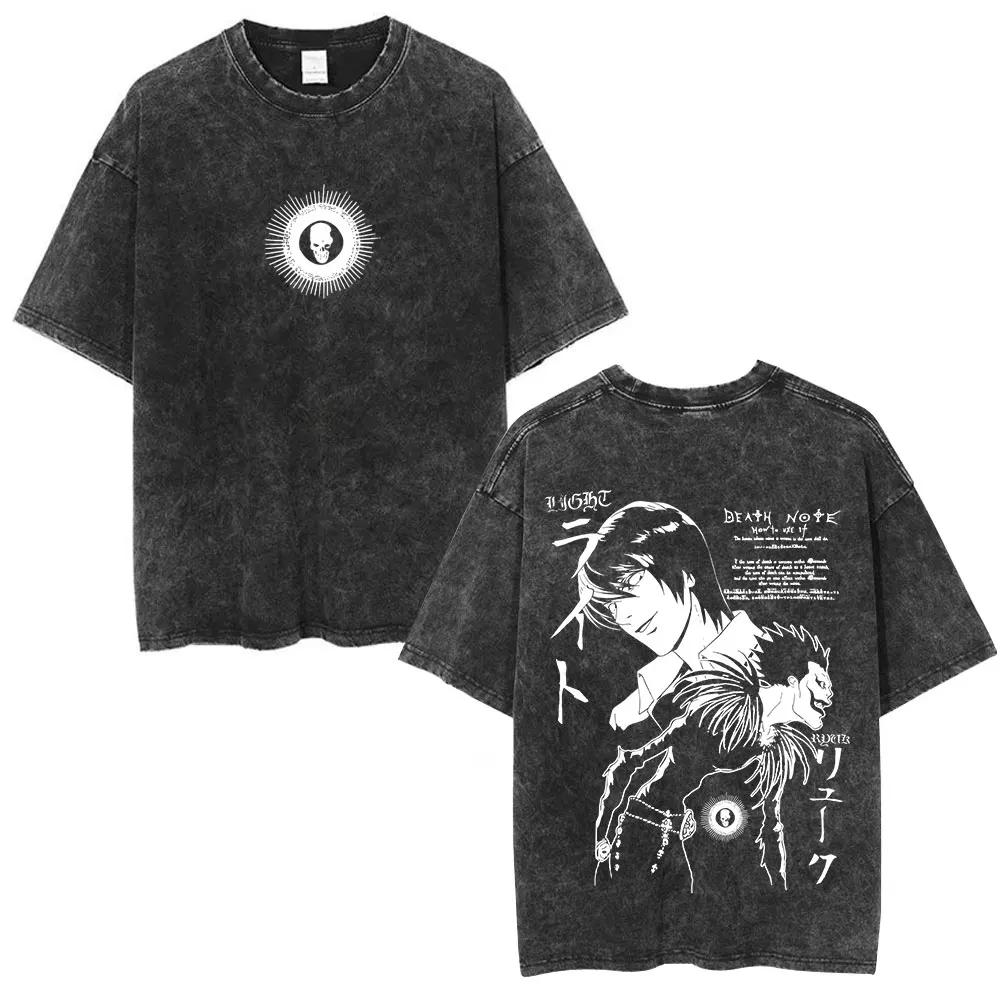 Vintage Washed Anime Death Note Misa Amane T Shirts Men Women Clothing Cotton Casual T-shirt Fashion Retro Short Sleeve T-shirts